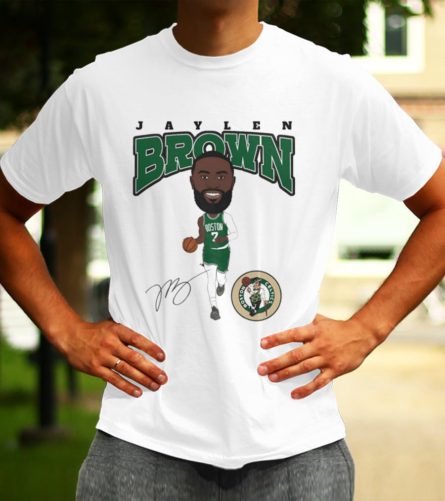 Jaylen Brown Boston Celtics Hardwood Comic Celtics Player Caricature T-Shirt