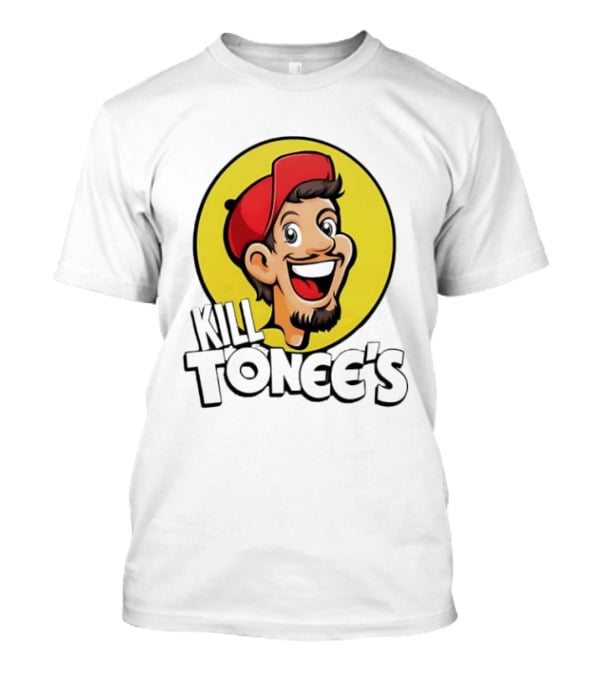 Kill Tonee's Cartoon Character In Red Cap And Yellow Circle T-Shirt