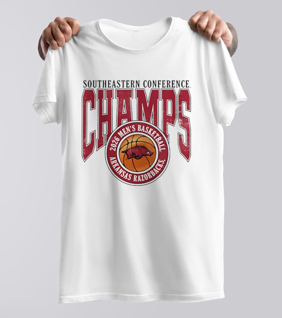 2026 Arkansas Razorbacks Men's Basketball Southeastern Conference Champs T-Shirt