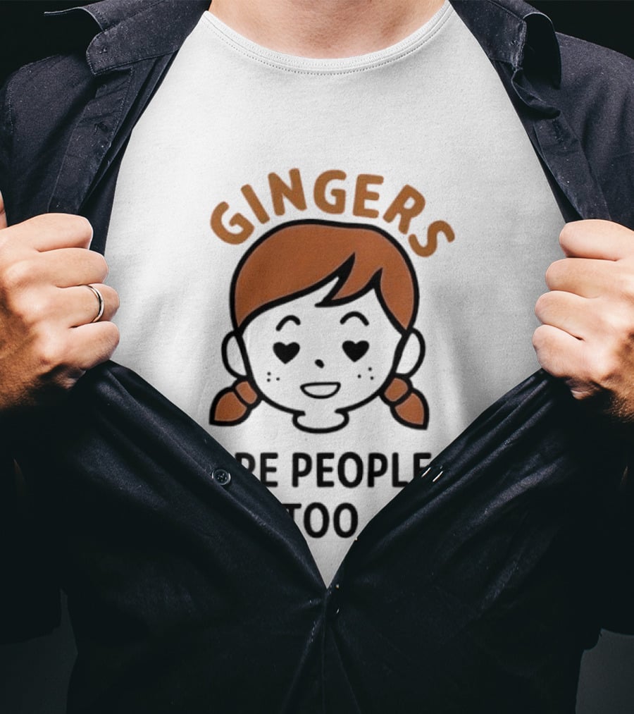 Gingers Are People Too Cute Redhead Cartoon Pigtails T-Shirt