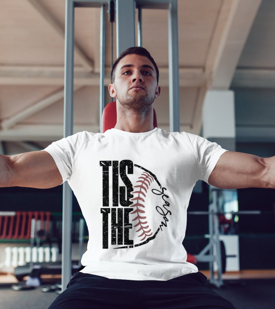Tis The Season Baseball Stitch Spiral T-Shirt