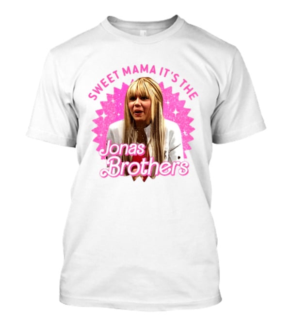 Sweet Mama It's The Jonas Brothers Blond Character Pink Sparkle T-Shirt