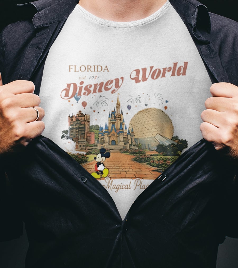 Florida Disney World Est 1971 The Most Magical Place On Earth Mickey Mouse Castle Spaceship Earth T-Shirt