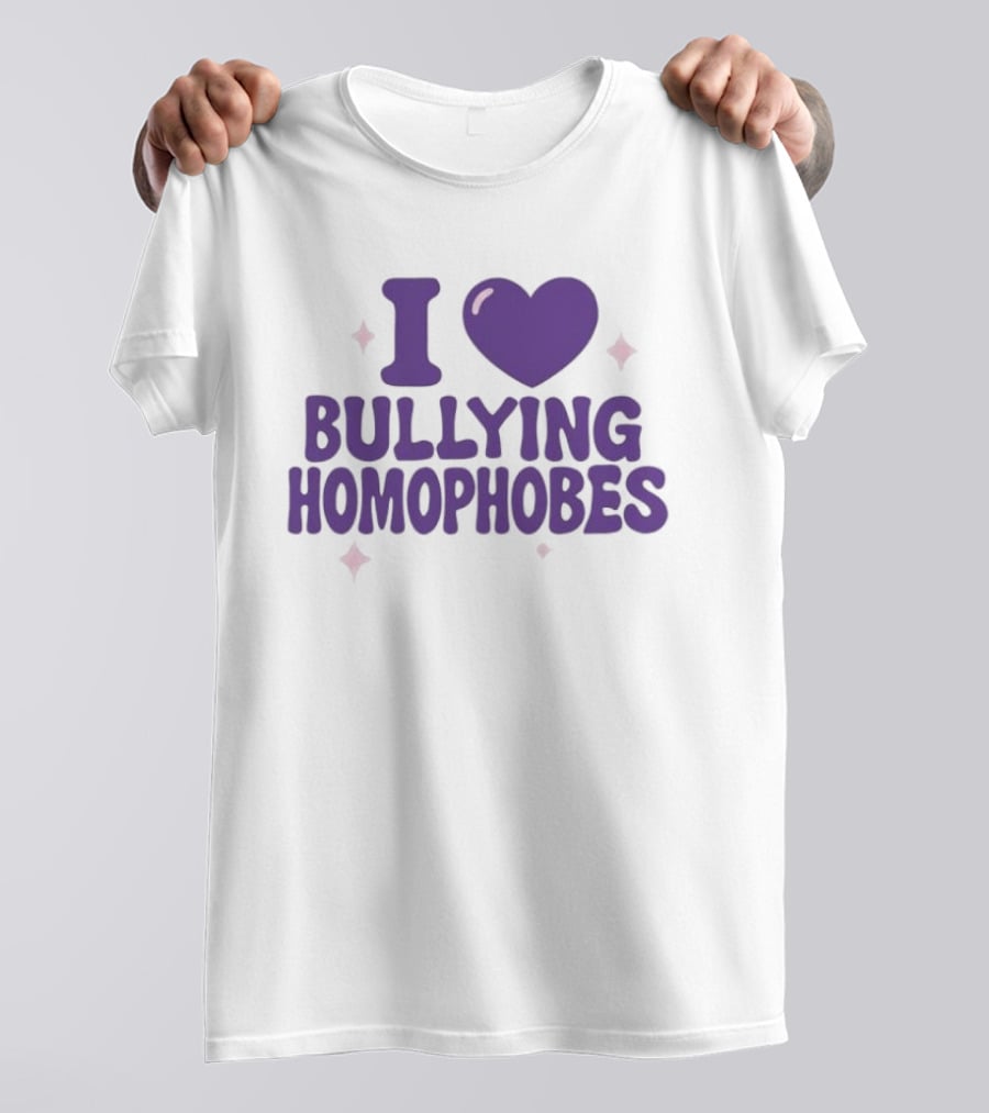 I Love Bullying Homophobes Heart Design With Sparkles T-Shirt