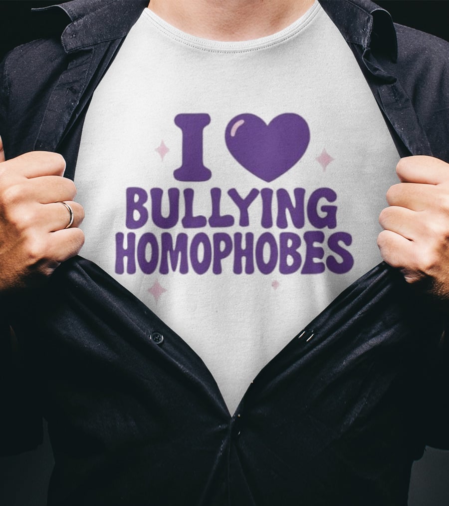 I Love Bullying Homophobes Heart Design With Sparkles T-Shirt