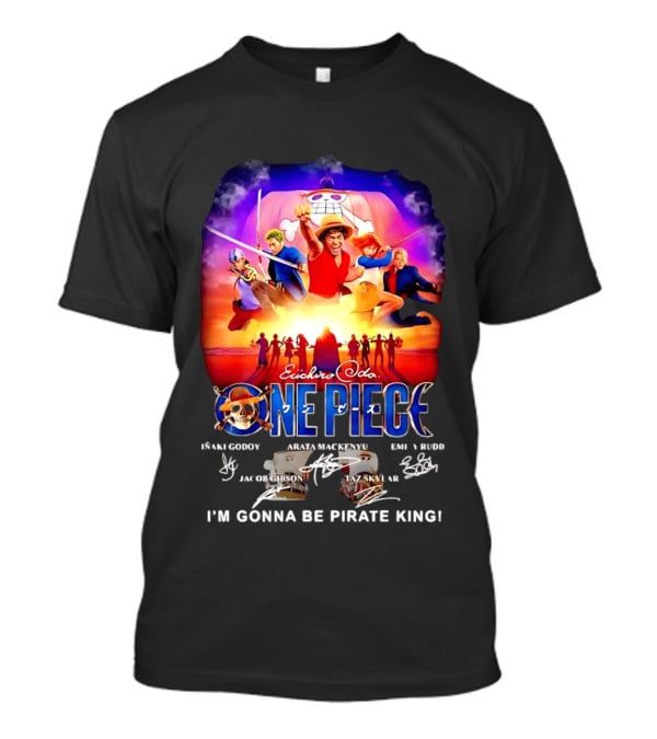 Euichiro Oda One Piece I'm Gonna Be Pirate King Luffy Cast Autographs T-Shirt