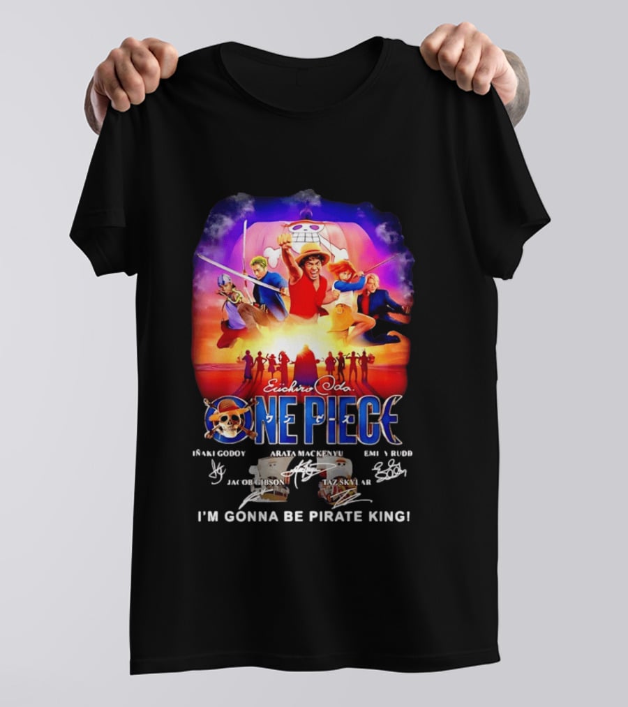 Euichiro Oda One Piece I'm Gonna Be Pirate King Luffy Cast Autographs T-Shirt