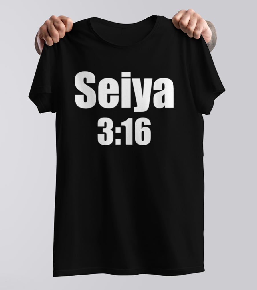 Seiya 3:16 Bold Text Design Iconography T-Shirt