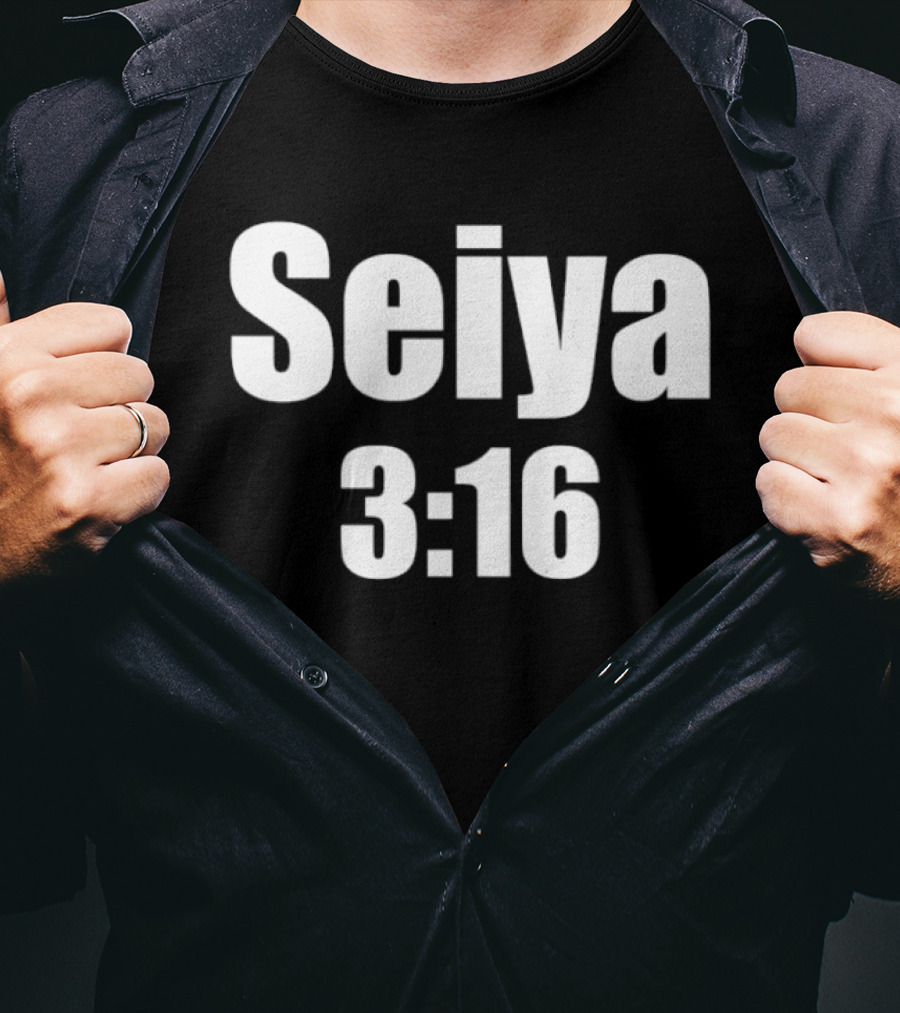 Seiya 3:16 Bold Text Design Iconography T-Shirt