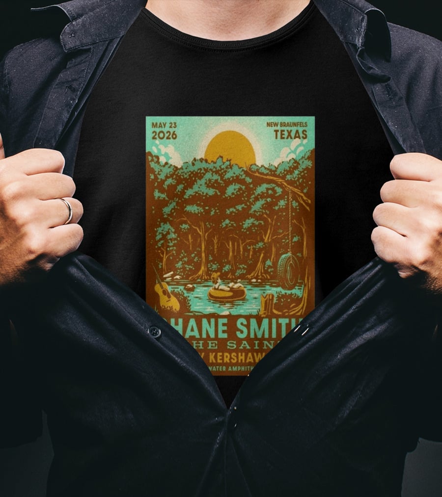 Shane Smith & The Saints May 23 2026 New Braunfels Texas Whitewater Amphitheater With Sammy Kershaw And Rob Leines T-Shirt