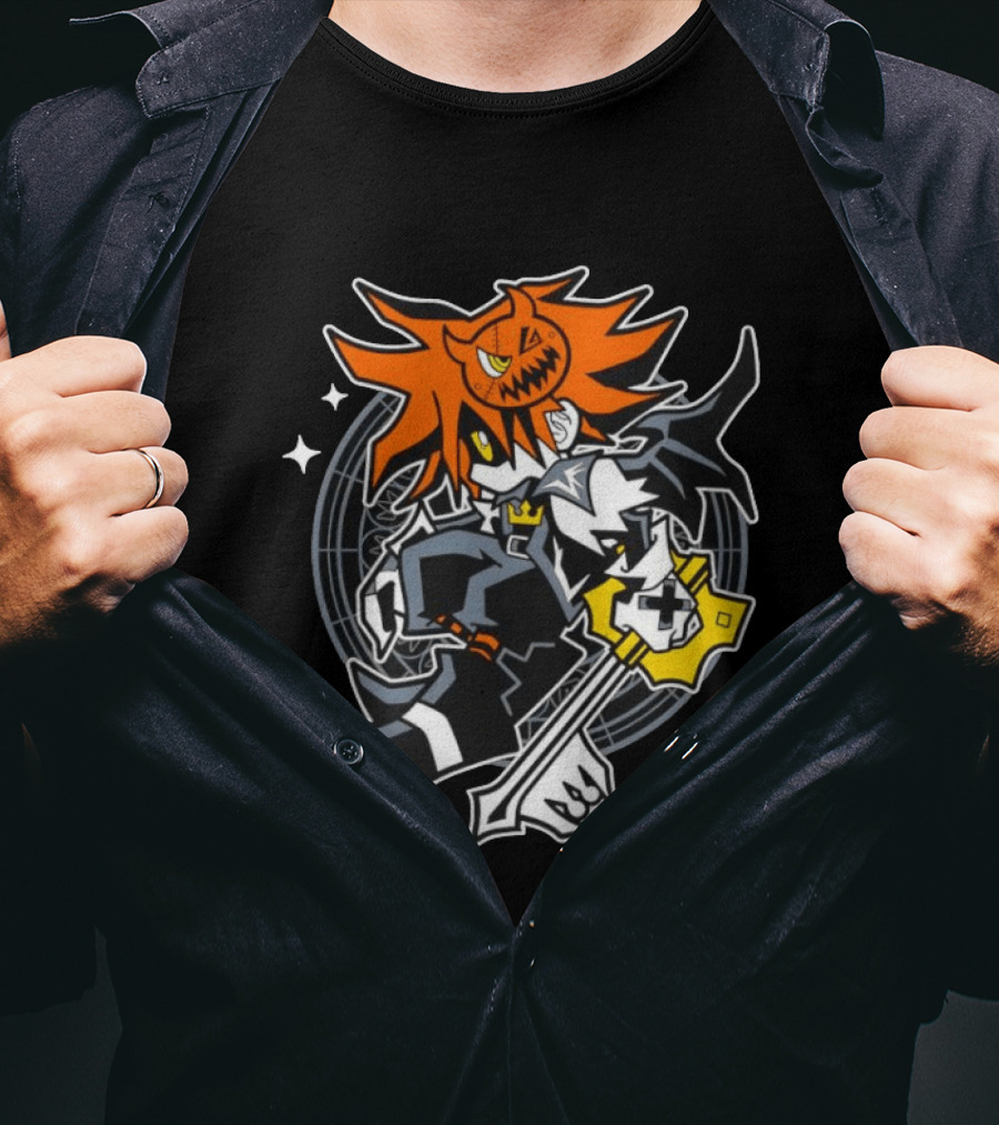 Sora Kingdom Hearts Halloween Trick Or Treat Pumpkin Warrior Magic Keyblade T-Shirt