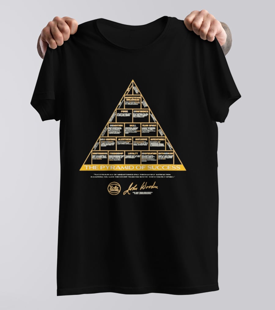UCLA John Wooden The Pyramid Of Success Team Spirit Poise Confidence Loyalty Cooperation Initiative T-Shirt