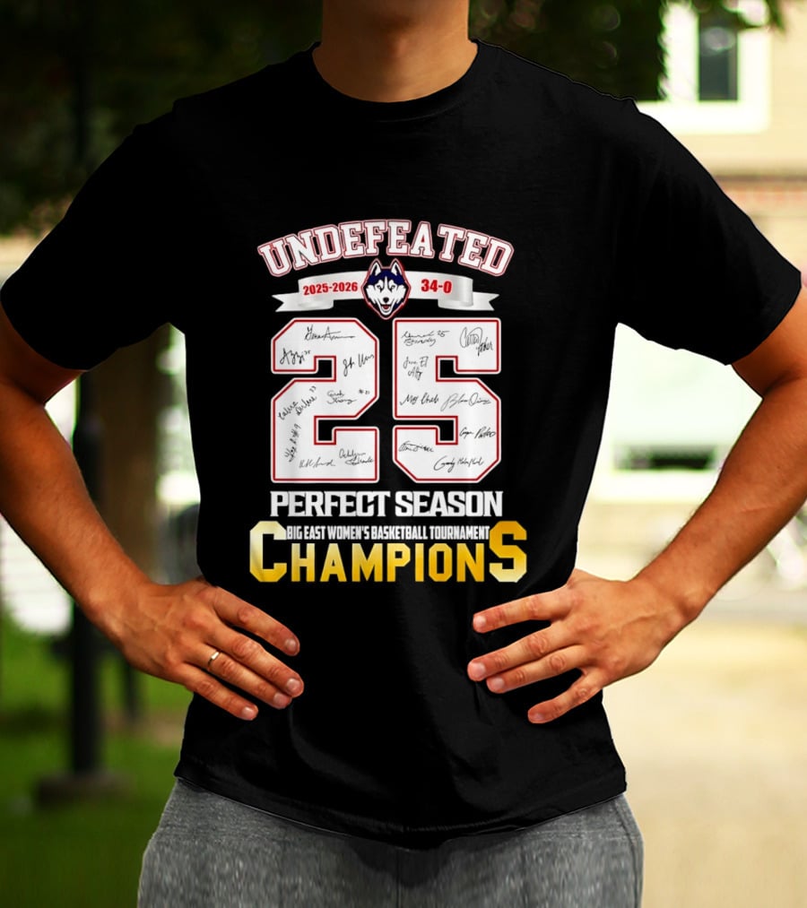 Undefeated Uconn Huskies 2025 2026 Perfect Season 34 0 Champions T-Shirt