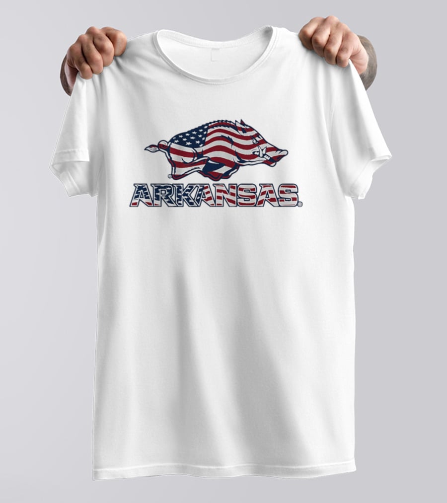 Arkansas Razorbacks American Flag Hog Patriotic T-Shirt