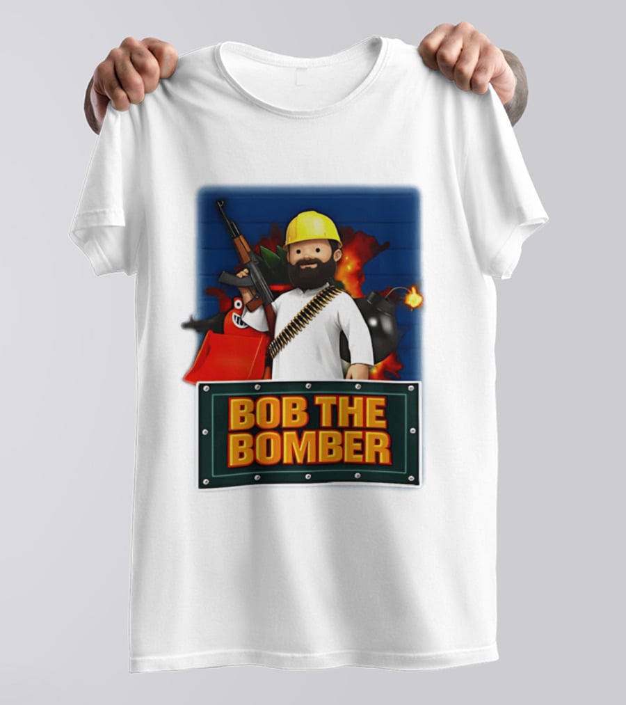 Bob The Bomber Cartoon Character With Gun And Explosives T-Shirt