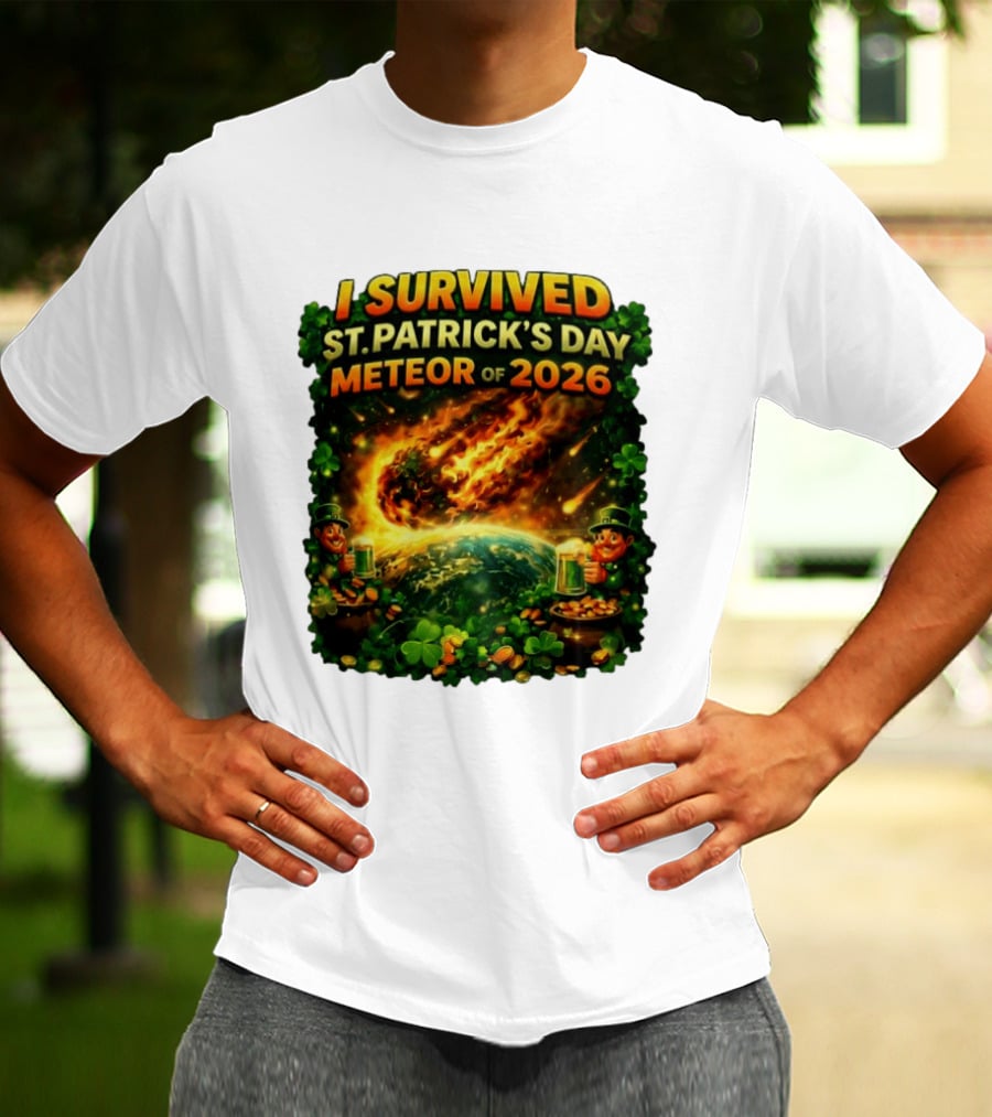 I Survived St. Patrick's Day Meteor Of 2026 Leprechaun Shamrock Adventure T-Shirt