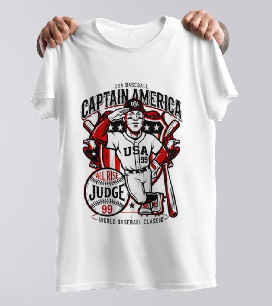USA Baseball Captain America All Rise Judge 99 World Baseball T-Shirt