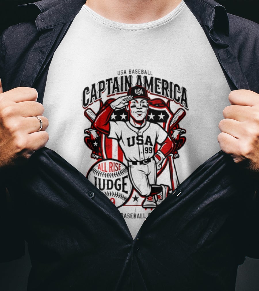USA Baseball Captain America All Rise Judge 99 World Baseball T-Shirt