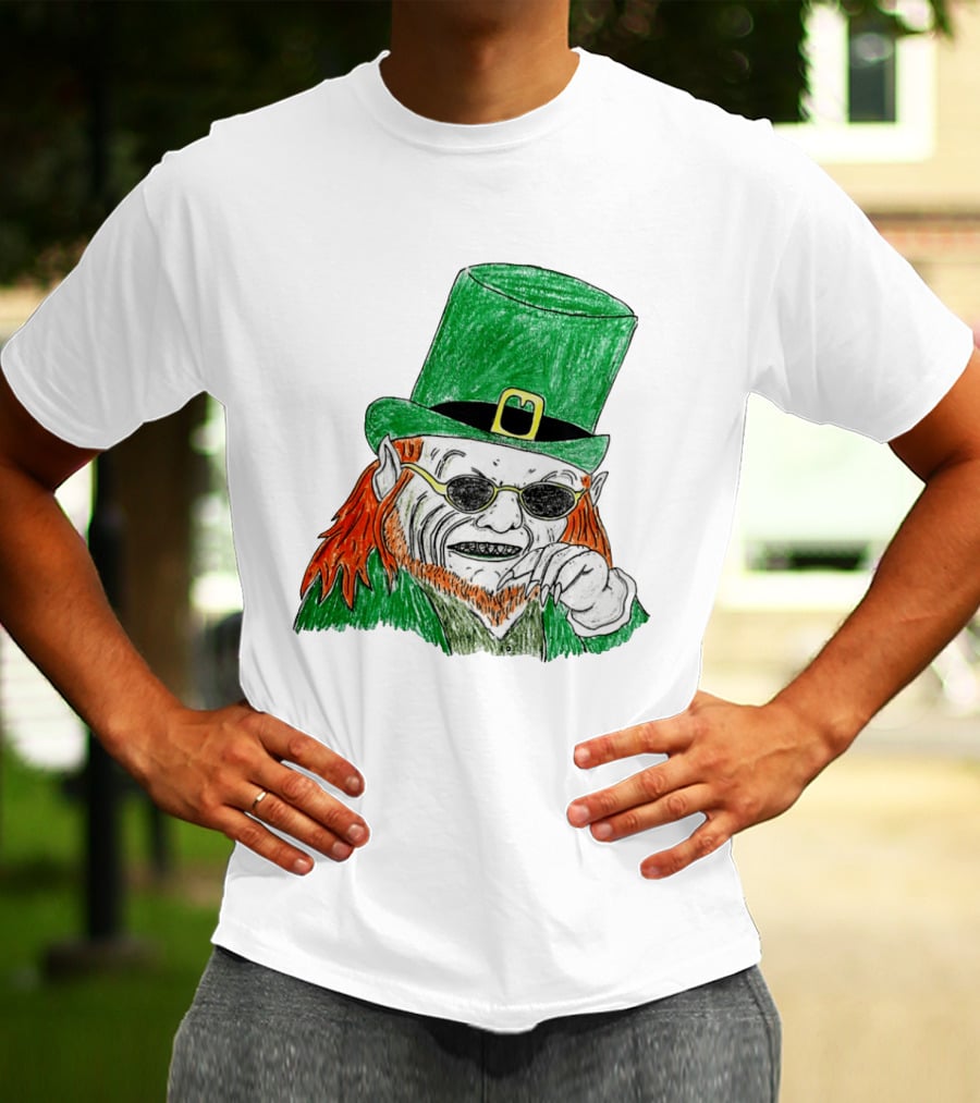 Leprechaun In The Hood Green Hat Sunglasses Red Hair T-Shirt