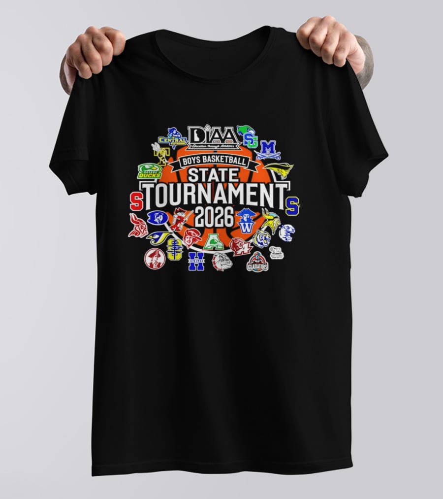 2026 DIAA Boys Basketball State Tournament Team Logos Central Wilmington T-Shirt