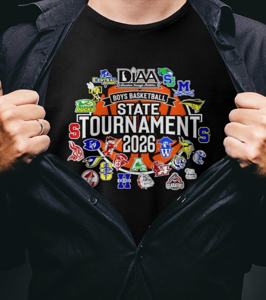 2026 DIAA Boys Basketball State Tournament Team Logos Central Wilmington T-Shirt