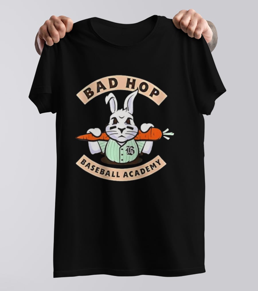Bad Hop Baseball Academy Angry Bunny Carrot Player T-Shirt