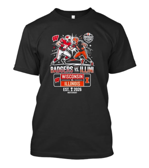 Badgers Vs Illini Wisconsin Vs Illinois Midwest Classic Est 2026 T-Shirt