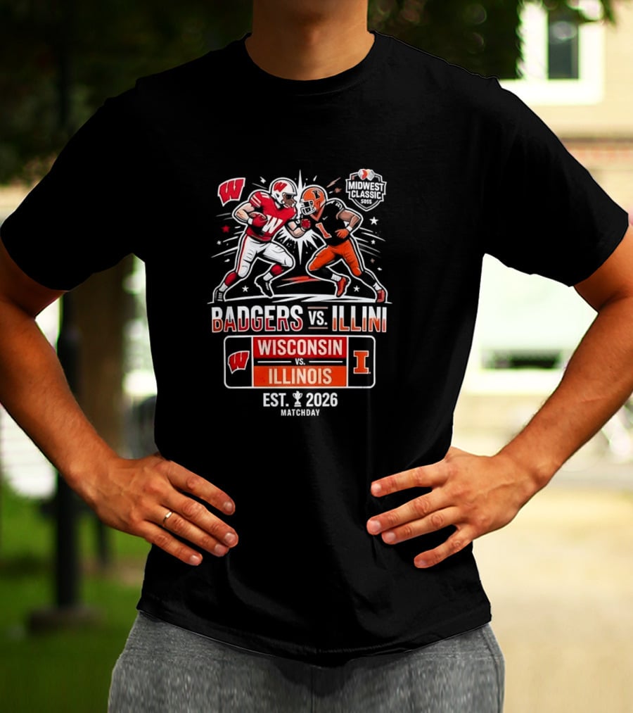 Badgers Vs Illini Wisconsin Vs Illinois Midwest Classic Est 2026 T-Shirt