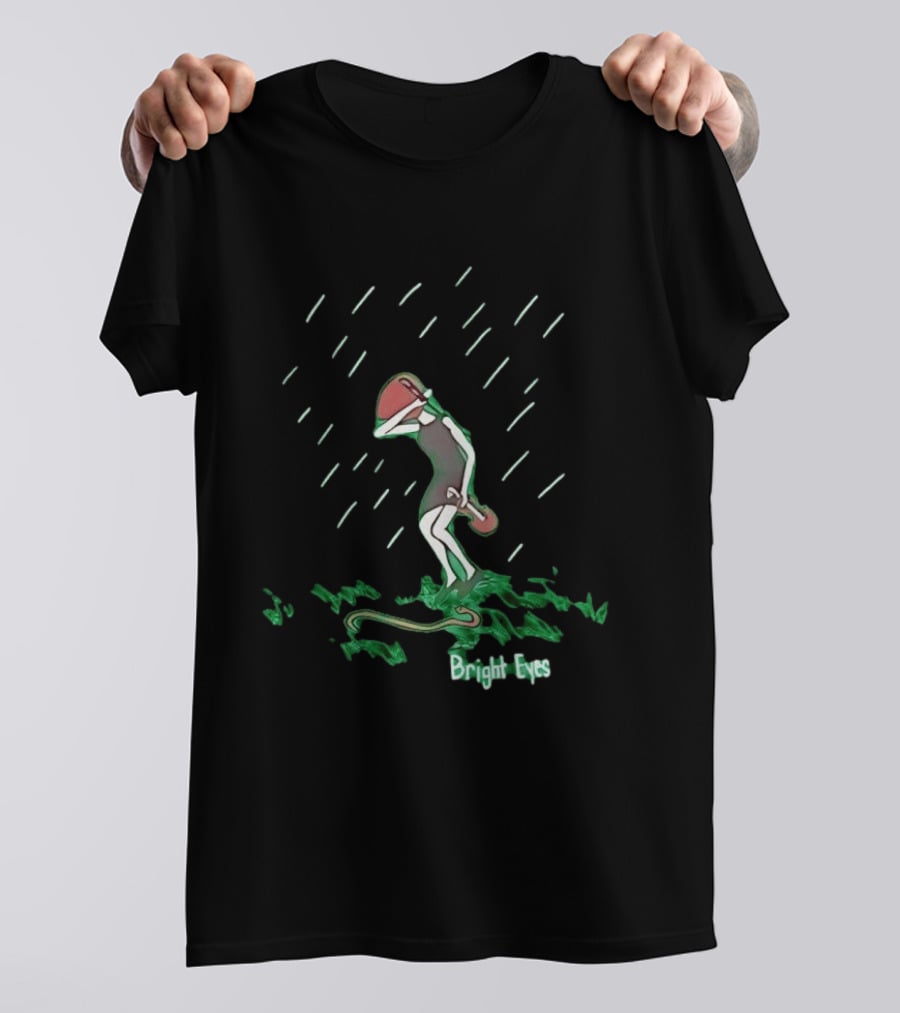 Bright Eyes Rainy Figure And Guitar T-Shirt
