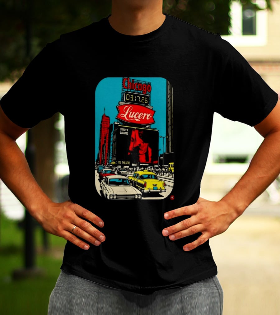 Chicago Lucero Vic Theatre March 17 2026 Concert Retro City Streetscape Scene T-Shirt