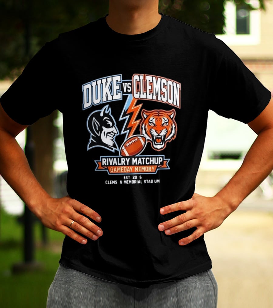 Duke Vs Clemson Rivalry Matchup Gameday Memory 2026 Classes Memorial Stadium T-Shirt