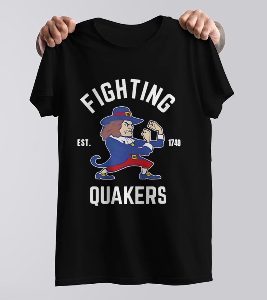 Fighting Quakers Est 1740 Vintage Mascot Image T-Shirt