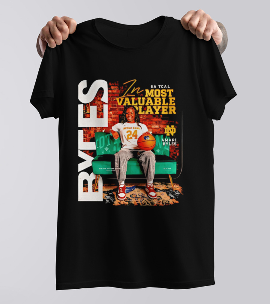 Amari Byles 6A Tcal Most Valuable Player Notre Dame Basketball 24 T-Shirt
