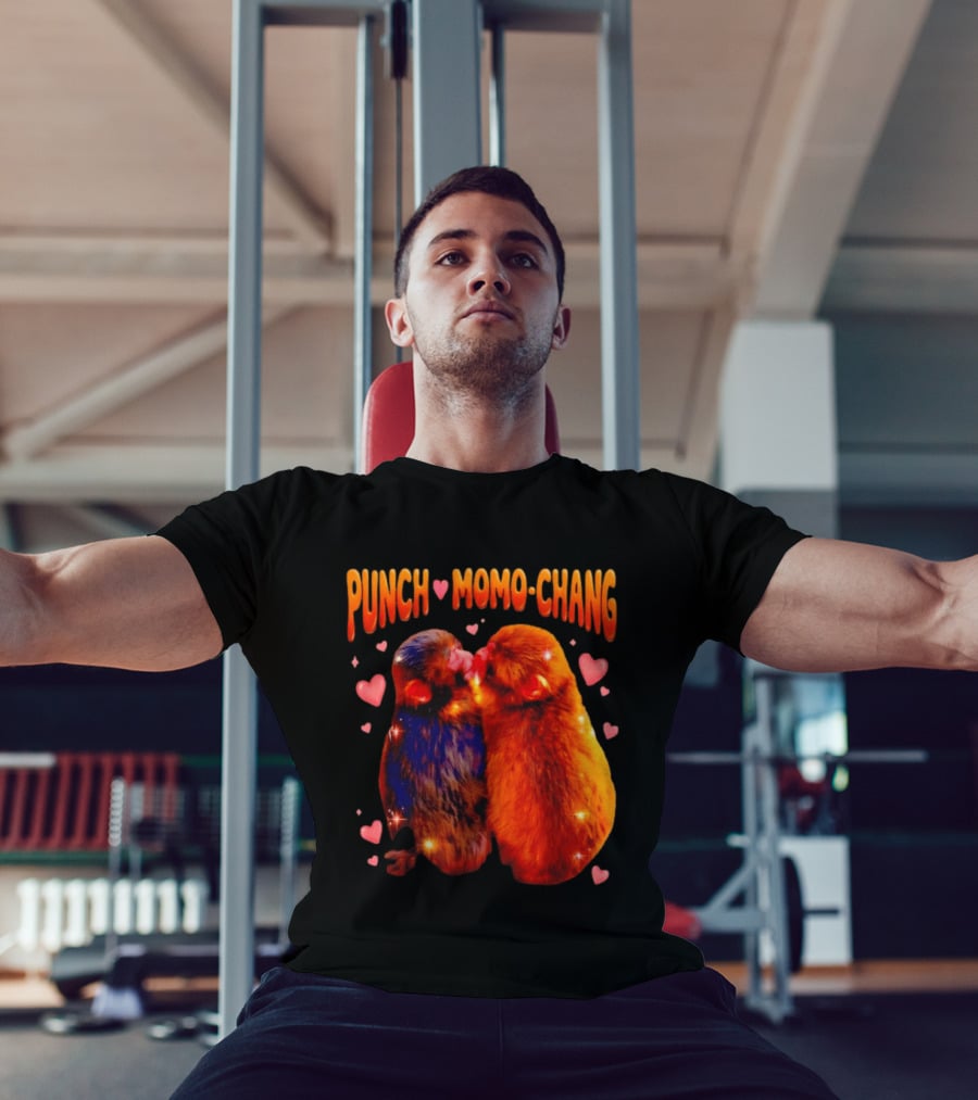 Punch Momo Chang Kissing Monkeys With Hearts T-Shirt
