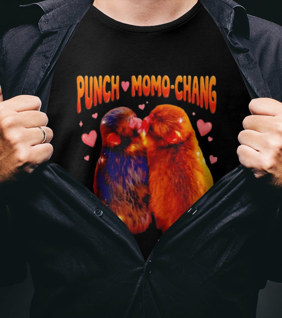 Punch Momo Chang Kissing Monkeys With Hearts T-Shirt
