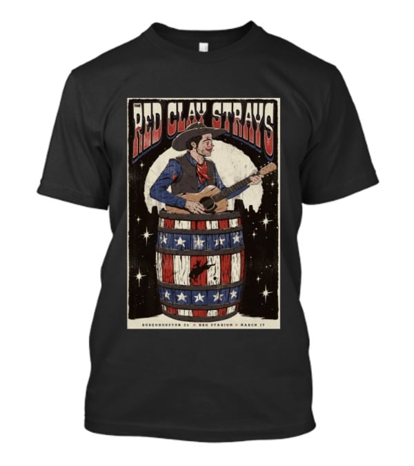 RodeoHouston The Red Clay Strays NRG Stadium March 17 2026 Cowboy Playing Guitar T-Shirt