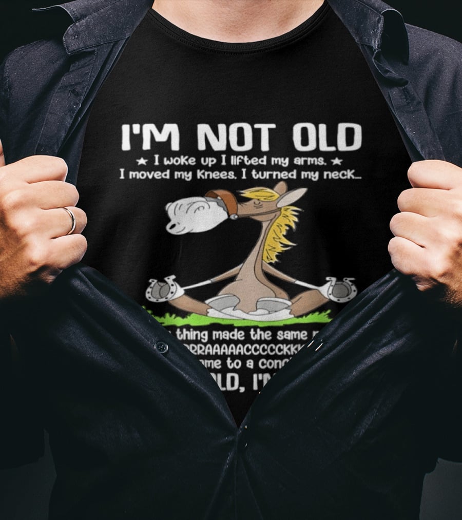 I'm Not Old I Woke Up I Lifted My Arms Moved Knees Turned Neck I'm Crispy Yoga Donkey T-Shirt