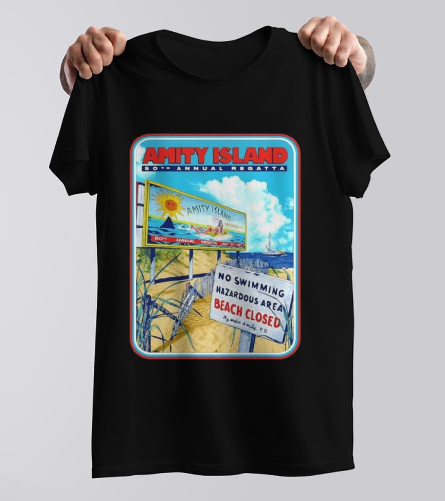 Amity Island 50th Annual Regatta No Swimming Beach Closed Jaws 1975 T-Shirt