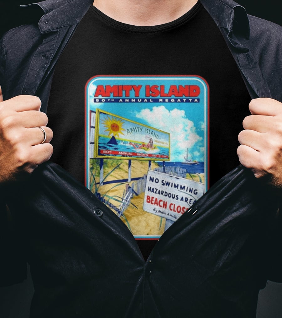 Amity Island 50th Annual Regatta No Swimming Beach Closed Jaws 1975 T-Shirt