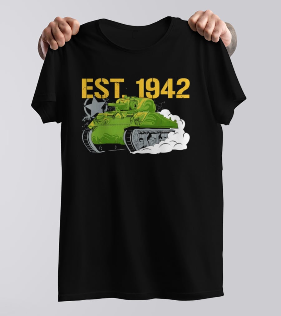 WW2 Sherman Tank EST 1942 World War II Historical Vehicle T-Shirt