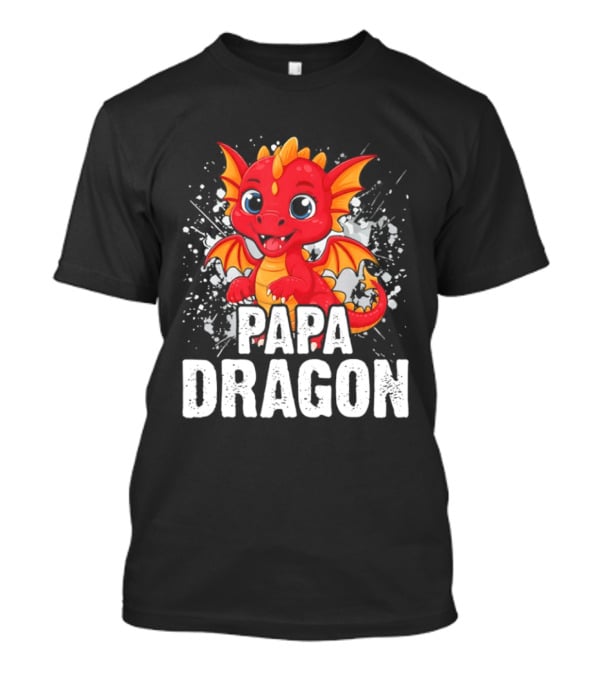 Papa Dragon Cartoon Family Matching Dad Father T-Shirt