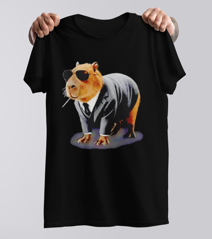 Big Boss Capybara In Suit Vest Sunglasses Water Pig T-Shirt