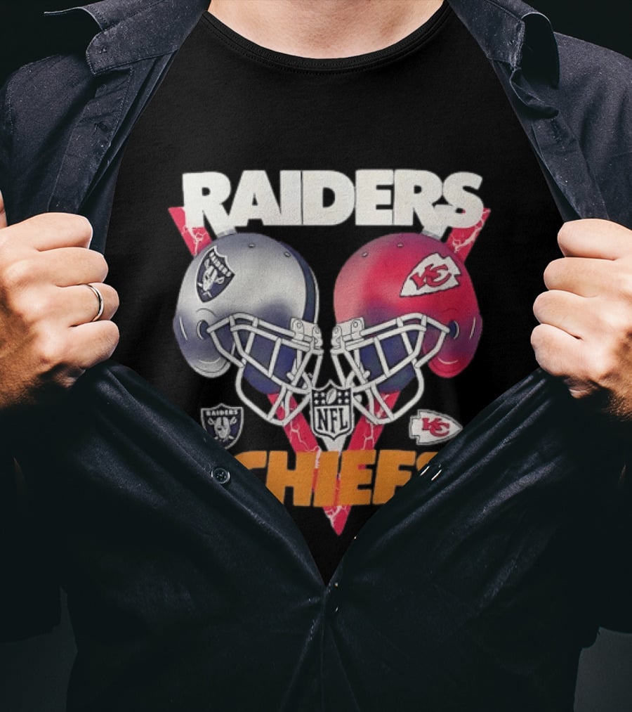 Raiders Vs Chiefs NFL Helmet Showdown T-Shirt