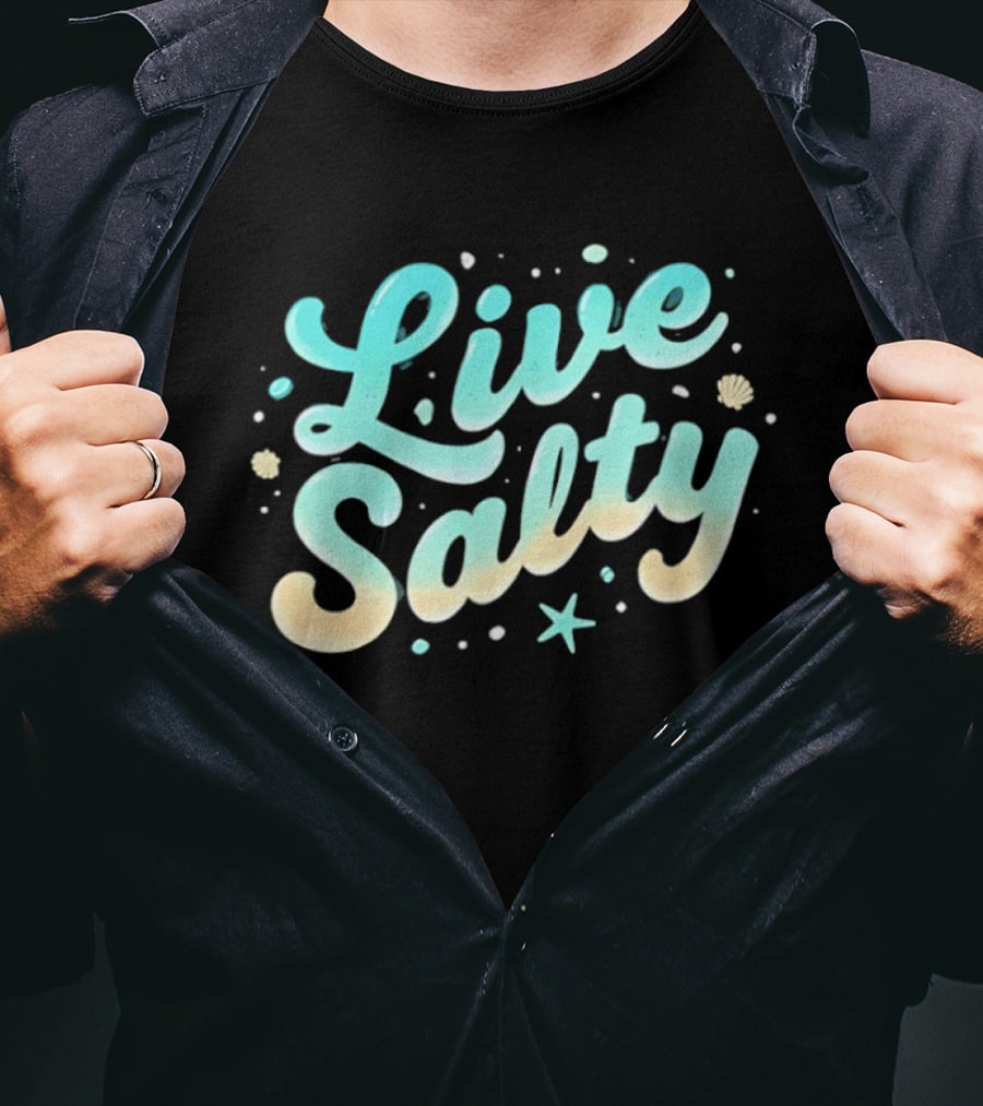 Live Salty Sea Lovers Ocean Vibes Starfish Shells T-Shirt
