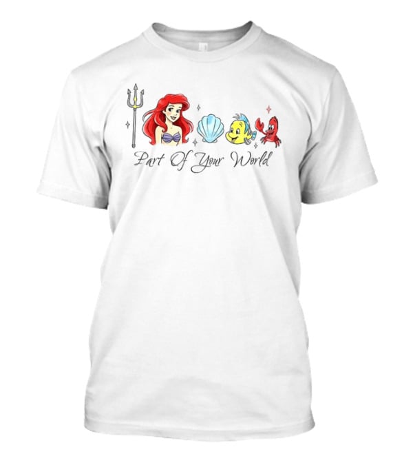 Ariel Disney Part Of Your World With Flounder And Seashell T-Shirt