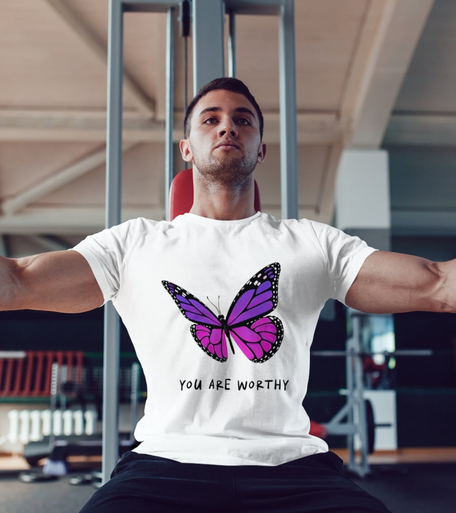 You Are Worthy Butterfly Purple Pink T-Shirt
