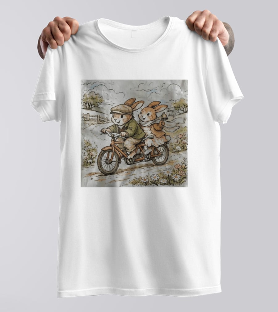 Vintage Rabbit Tandem Bike Adventure Ding Ding T-Shirt