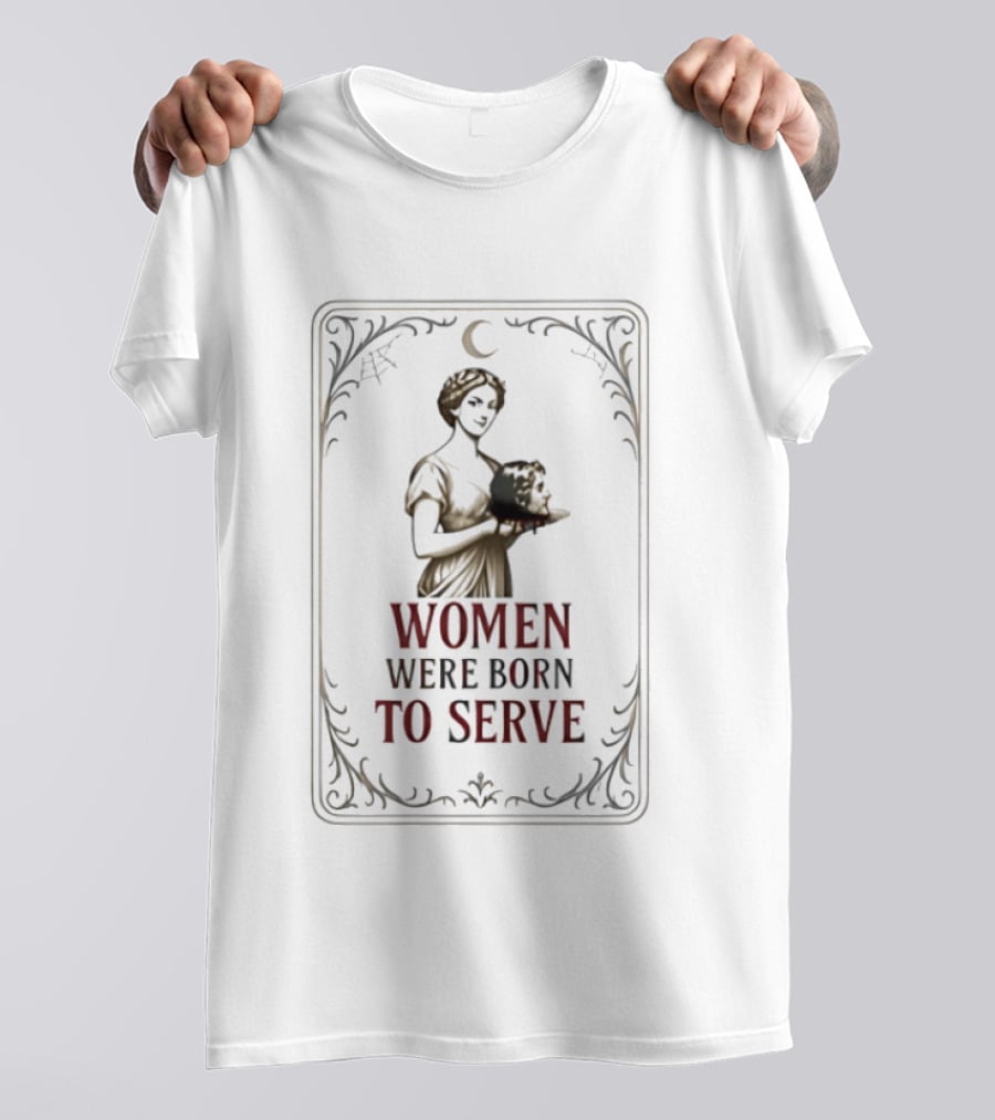 Women Were Born To Serve Vintage Skeleton Maid Gothic T-Shirt