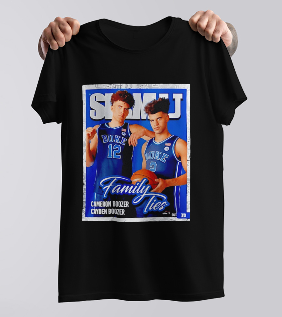 SLAMU Cameron And Cayden Boozer Duke Blue Devils Family Ties Basketball T-Shirt