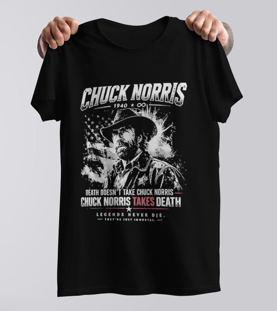 Chuck Norris 1940 & Co Legends Never Die Takes Death T-Shirt
